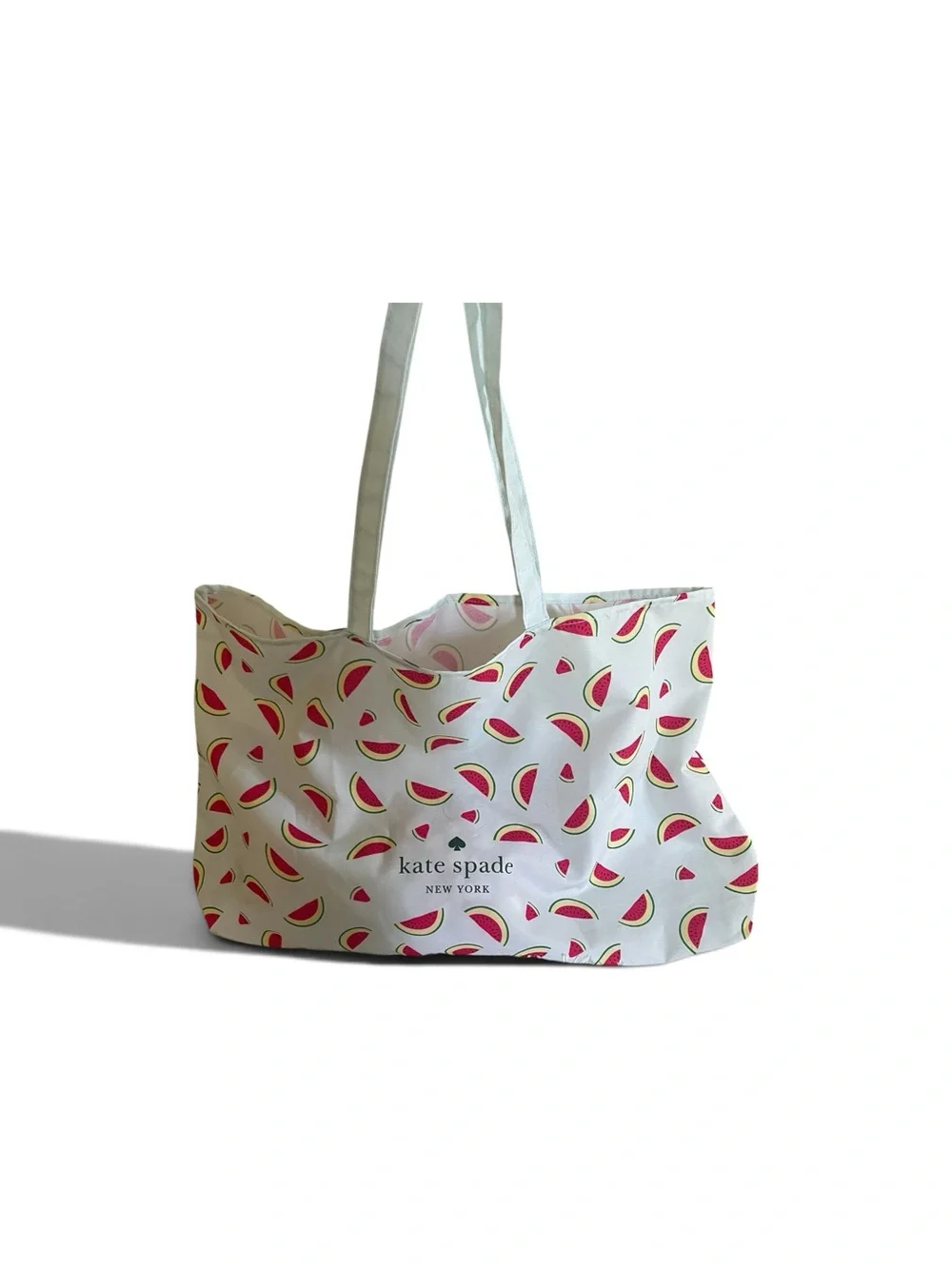 kate spade White Canvas Tote with Pink Watermelon Print NWOT
